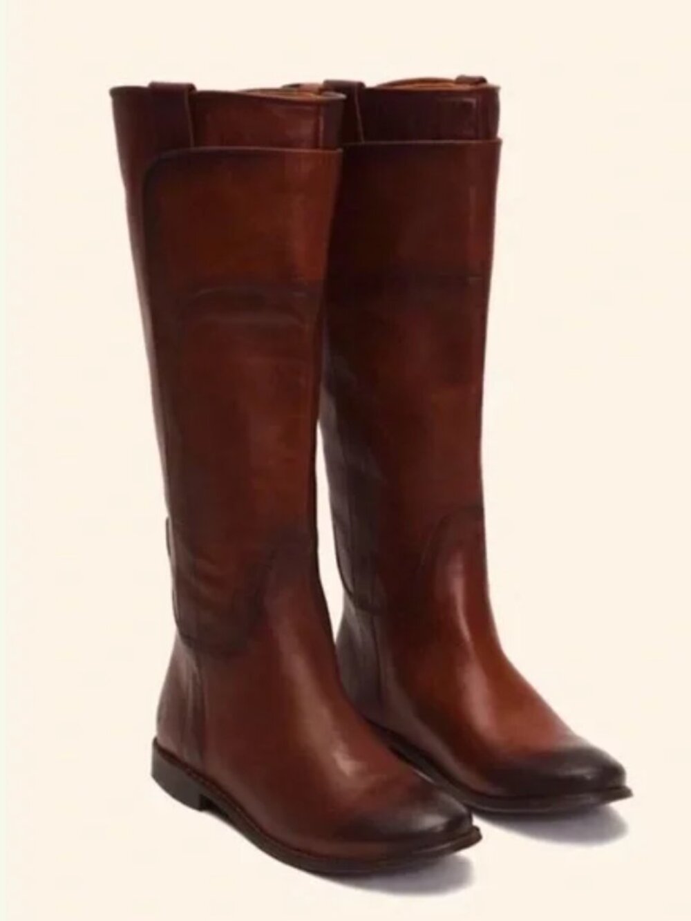 Frye Paige Leather Tall Riding Boots - Cognac - Picture 2 of 14